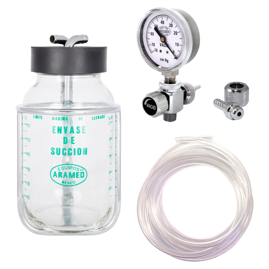 Equipo de Succión 1 litro con Aditamento para vacío Conexión Puritan 15