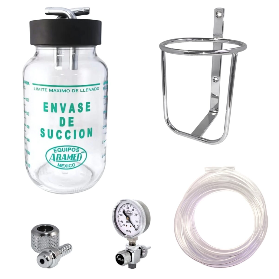 Equipo de Succión Sencillo 1 Litro con Aditamento para Vacío Conexión Aramed 14