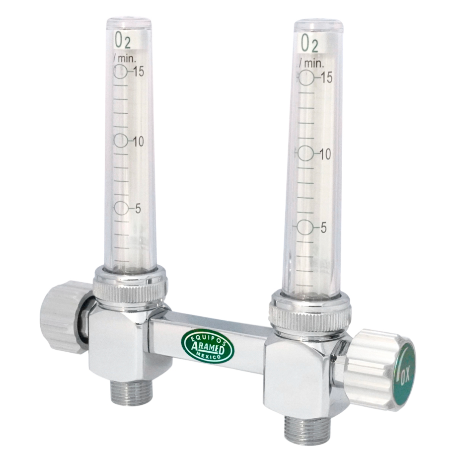 Flujómetro Doble Aramed para Oxígeno Conexión Puritan 4