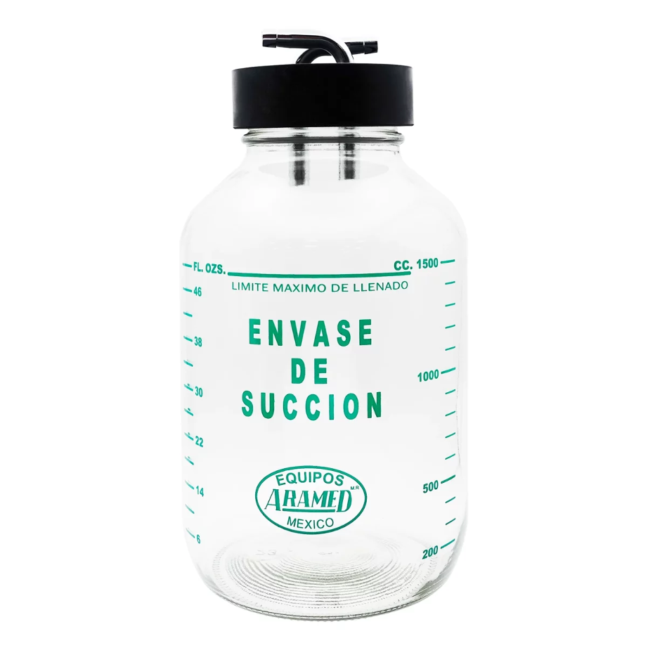 Frasco de Vidrio Aramed para Succión Graduado con Tapa de Hule 1.78 litros 3 Frasco de Vidrio Aramed para Succión Graduado con Tapa de Hule 1.78 litros 3