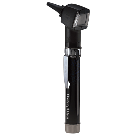 WA22841 Otoscopio Pocket Junior 2.5V con mango y estuche Baterías AA estándar Mango metálico, gancho tipo lapicera, tecla de encendido/apagado Juego de 4 especulos reutilizables